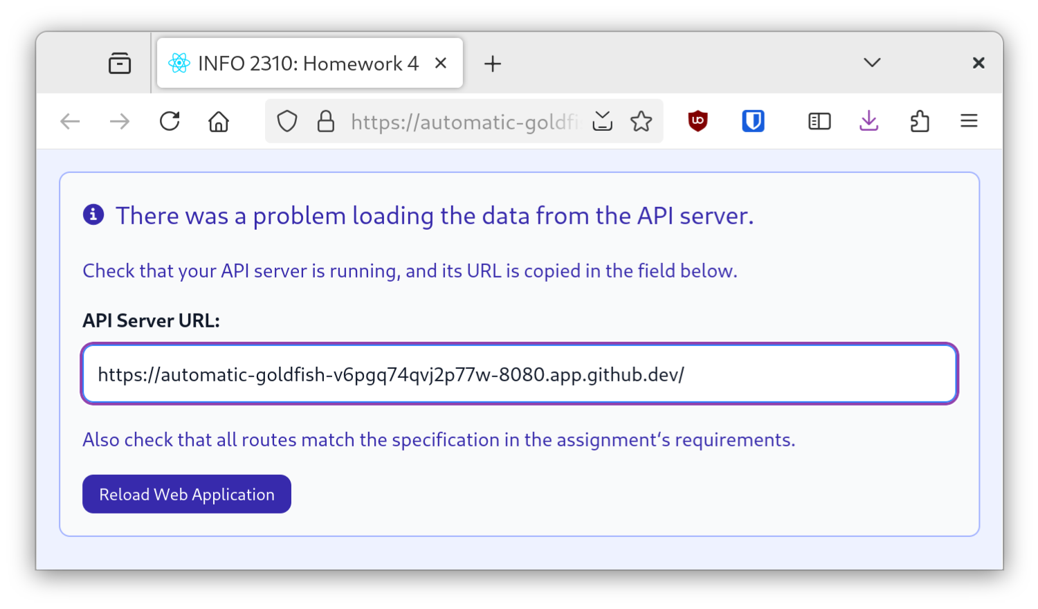 Paste the URL into the client's server URL field