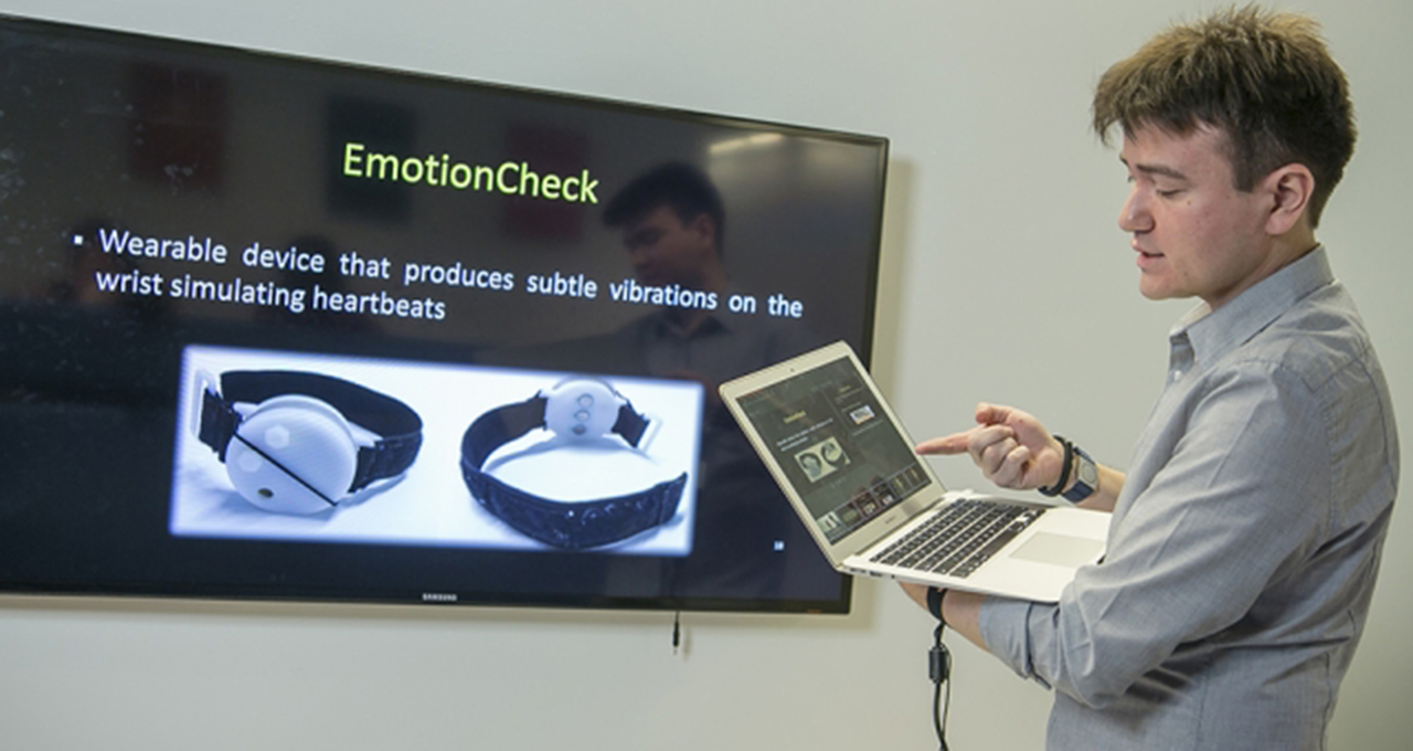 Info Sci PhD Jean M. Costa discussing EmotionCheck.