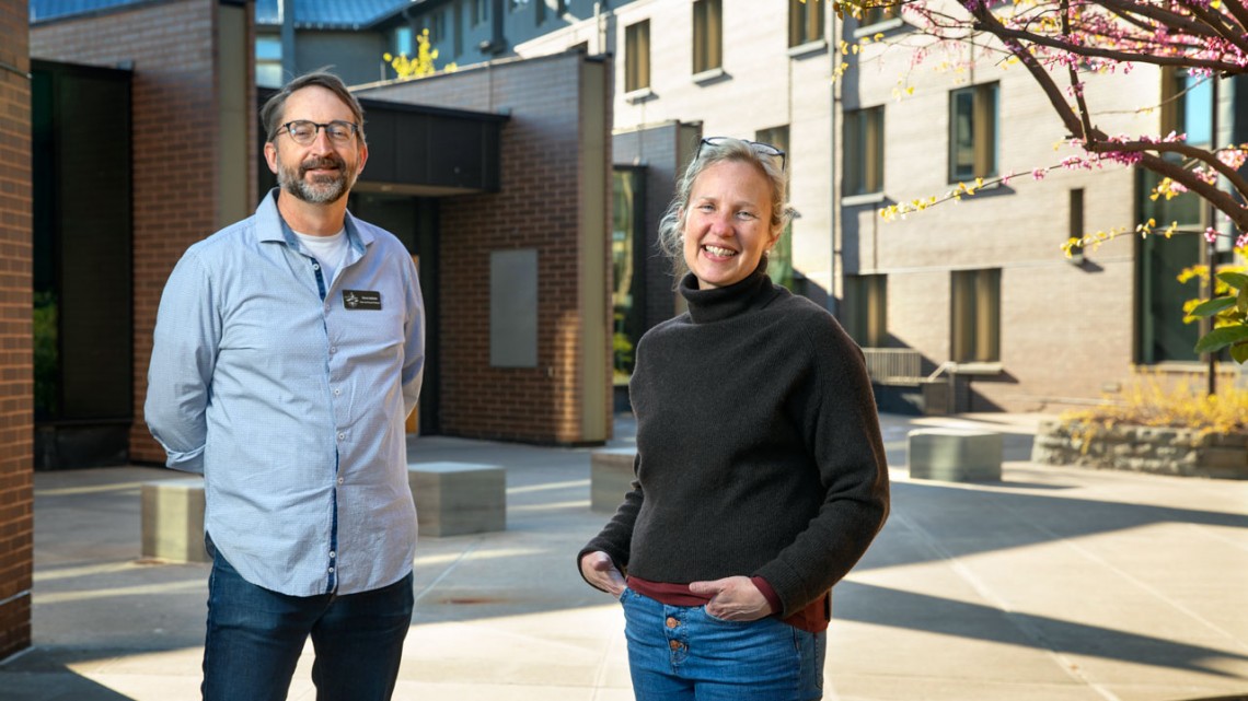 Steven Jackson, left, associate professor of information science in the Cornell Ann S. Bowers College of Computing and Information Science, is handing over the reins as professor-dean of Keeton House to C. Lindsay Anderson.