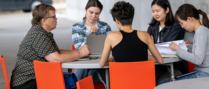 Student working in a collaborative environment. 