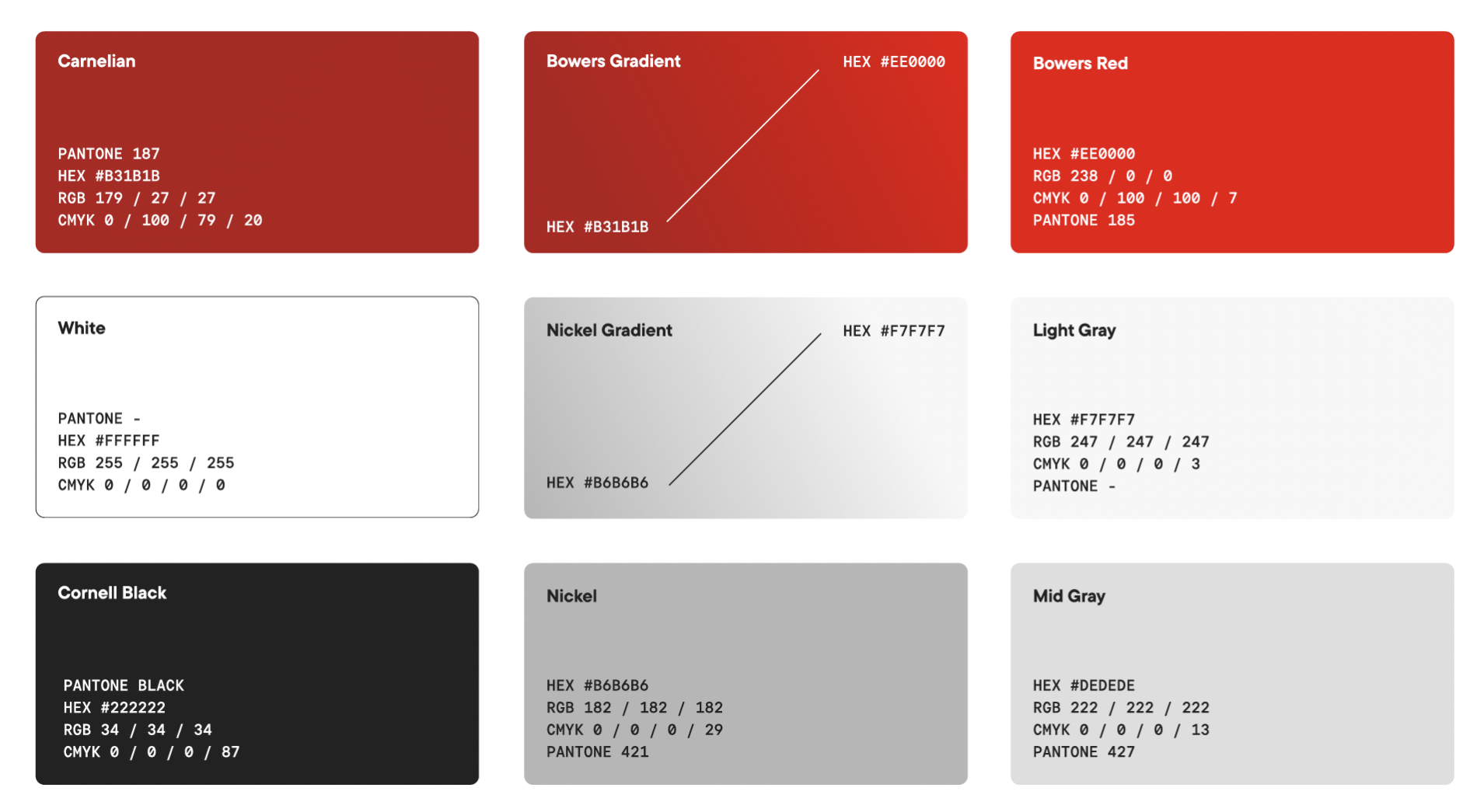 9 red, white, gray and black color blocks in a grid