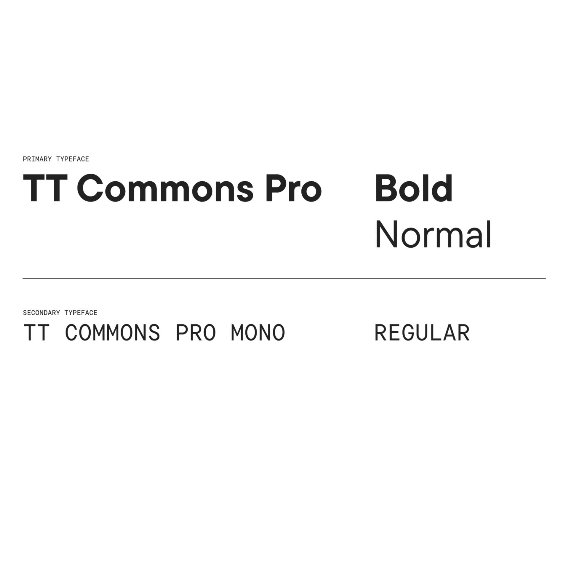 TT Commons Pro Bold Normal written twice